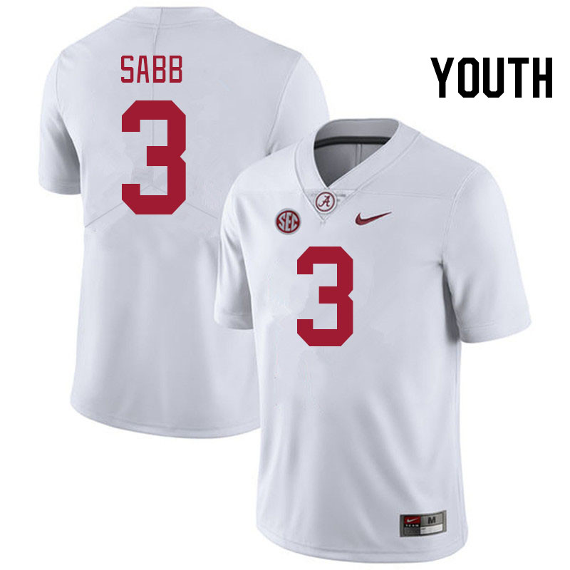 Youth #3 Keon Sabb Alabama Crimson Tide College Football Jerseys Stitched-White